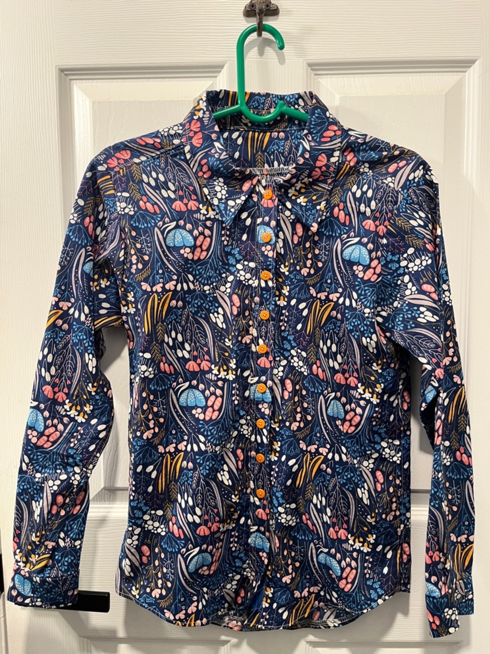 Navy Floral Button-Down Shirt
